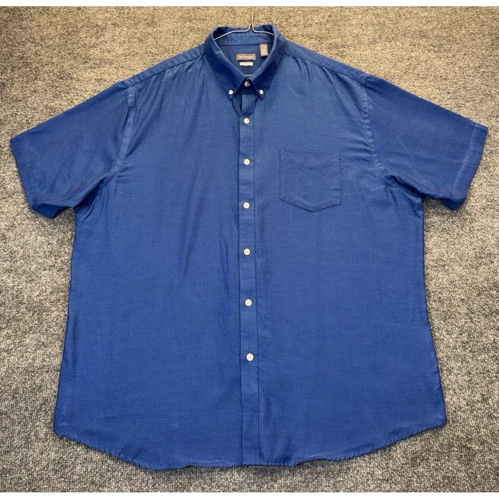 Van Heusen Men's XXL Blue Short Sleeve Button Down Shirt Classic Fit